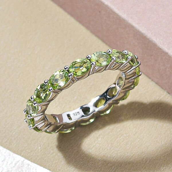 Nat&uuml;rlicher Peridot-Ring, 925 Silber platiniert  ca. 3,10 ct image number 2