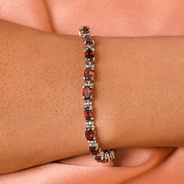 Rotes Granat-Armband, ca. 19 cm, Edelstahl, ca. 13.50 ct image number 3