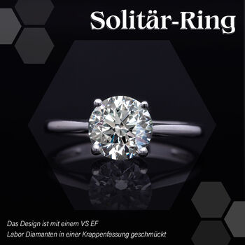LUXURIANT VS-EF Labor Diamant Ring in 585 Wei&szlig;gold - 1 ct.