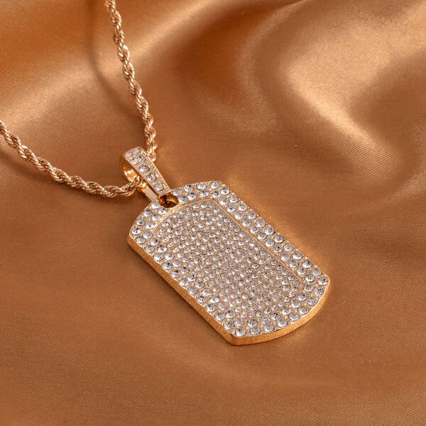 Wei&szlig;er Kristall-Anh&auml;nger mit Kette in Goldton - 8 ct. image number 3