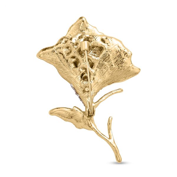 Rose Kristall Brosche, Goldfarben image number 4