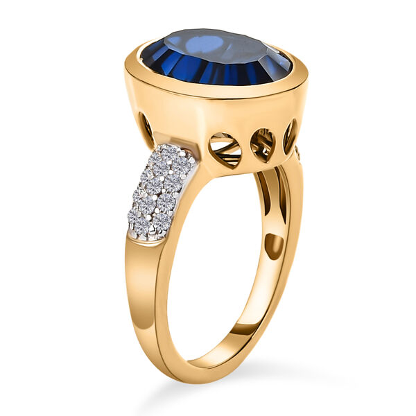 Ceylonfarbener Quarz und Zirkon-Ring, 925 Silber vergoldet - 5,11 ct.  image number 4