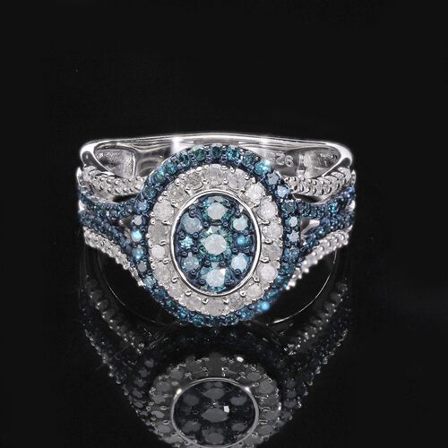 Blauer und weißer Diamant-Ring - 1 ct. image number 1
