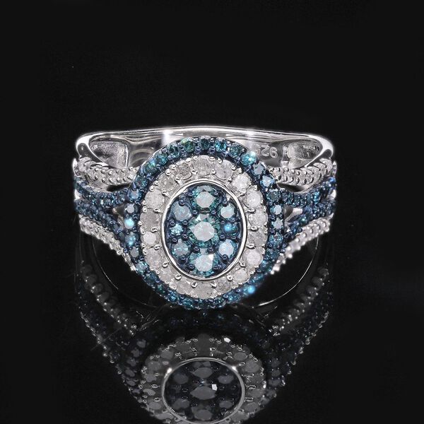 Blauer und weißer Diamant-Ring - 1 ct. image number 1
