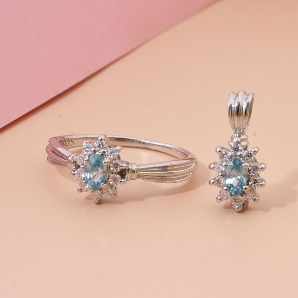 D'Joy AA blaues Zirkon und Moissanit Schmuckset - 1,14 ct. image number 1