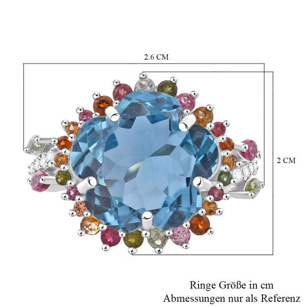 AA Blau Topas, Multi-Turmalin und Zirkon Ring - 14,15 ct. image number 6