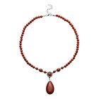 Rote Jaspis-Halskette, ca. 45 cm, silberfarben ca. 167,50 ct