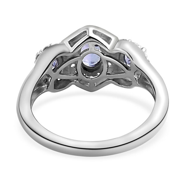 Tansanit und weißer Zirkon-Ring, 925 Silber platiniert  ca. 1,08 ct image number 6
