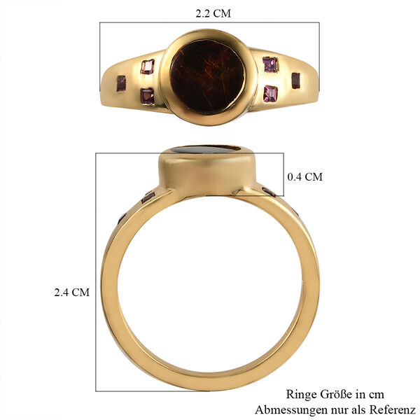 Ammolit und Rhodolith Granat Ring 925 Silber Gelbgold Vermeil  ca. 1,31 ct image number 7