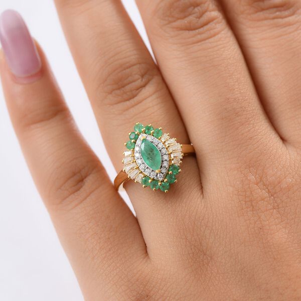 D&rsquo;Joy AAA Kagem sambischer Smaragd und Moissanit Anh&auml;nger mit 50cm Kette und Ring image number 12