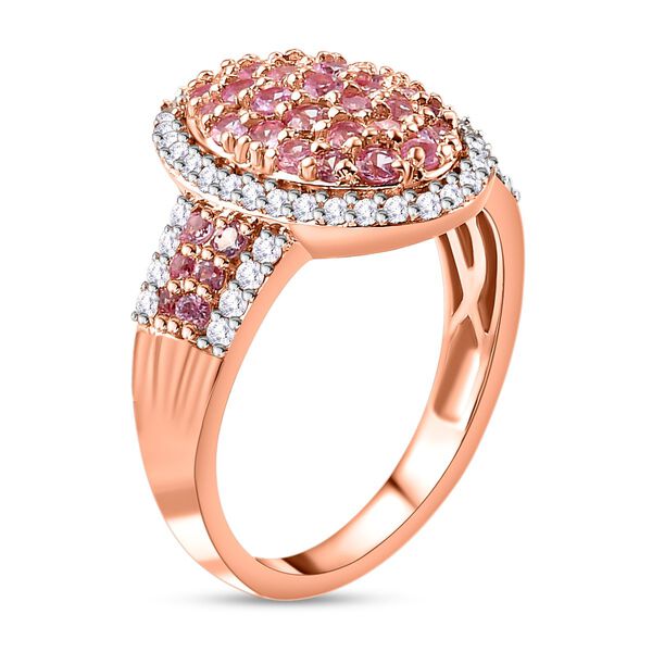 Rosa Saphir und Zirkon Ring 925 Silber Rose Gold-&Uuml;berzug image number 6
