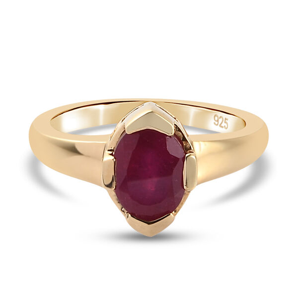 Afrikanischer Rubin-Ring, (Fissure gef&uuml;llt), 925 Silber vergoldet