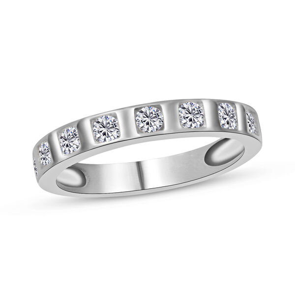LUSTRO STELLA - Wei&szlig;er Zirkonia Ring 925 Silber rhodiniert  ca. 0,72 ct