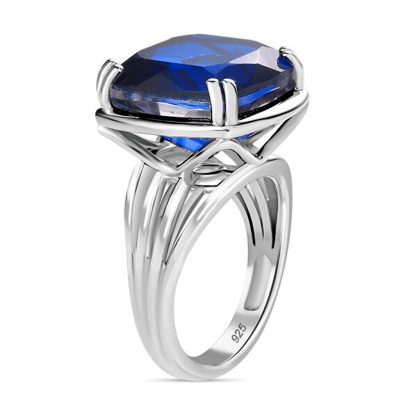 Tansanit-Farbe Quarz Ring 925 Silber platiniert (Größe 21.00) ca. 13,20 ct image number 5