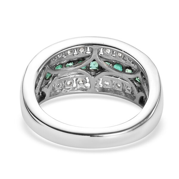 Kagem sambischer Smaragd und wei&szlig;er Zirkon-Ring, 925 Silber platiniert  ca. 1,36 ct image number 6