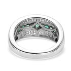 Kagem Sambischer Smaragd, Weißer Zirkon Ring 925 Silber platiniert (Größe 16.00) ca. 1,36 ct image number 5