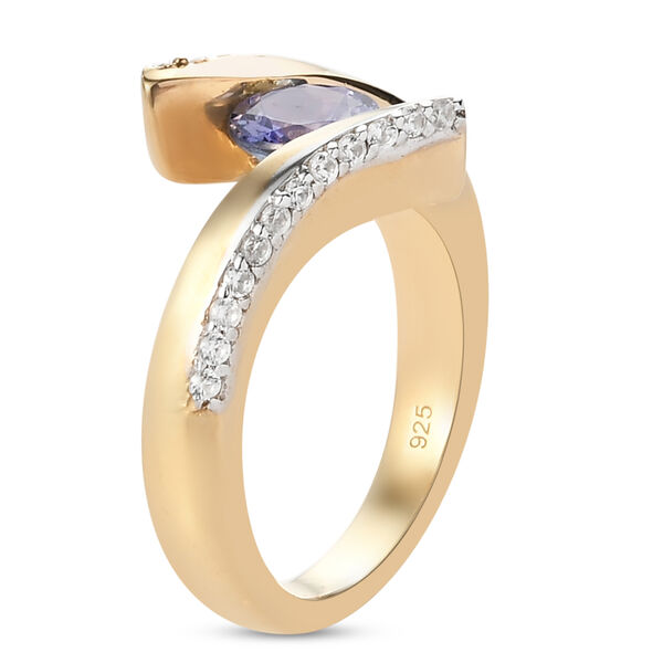 Tansanit und Zirkon-Ring, 925 Silber vergoldet  ca. 1,28 ct image number 5