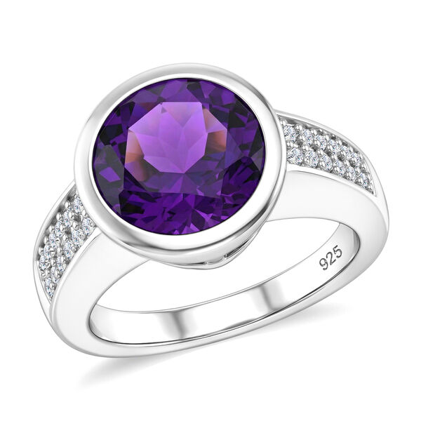 Lusaka Amethyst und Zirkon Ring 925 Silber platiniert  ca. 3,71 ct image number 4