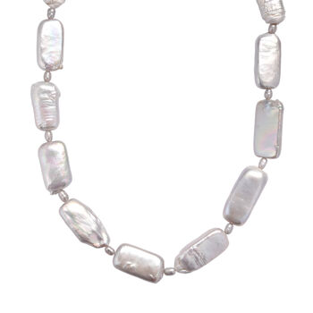 Graue, gef&auml;rbte S&uuml;&szlig;wasserzuchtperlen Halskette, 45 cm