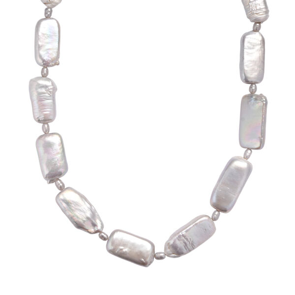 Graue, gefärbte Süßwasserzuchtperlen Halskette, 45 cm image number 0