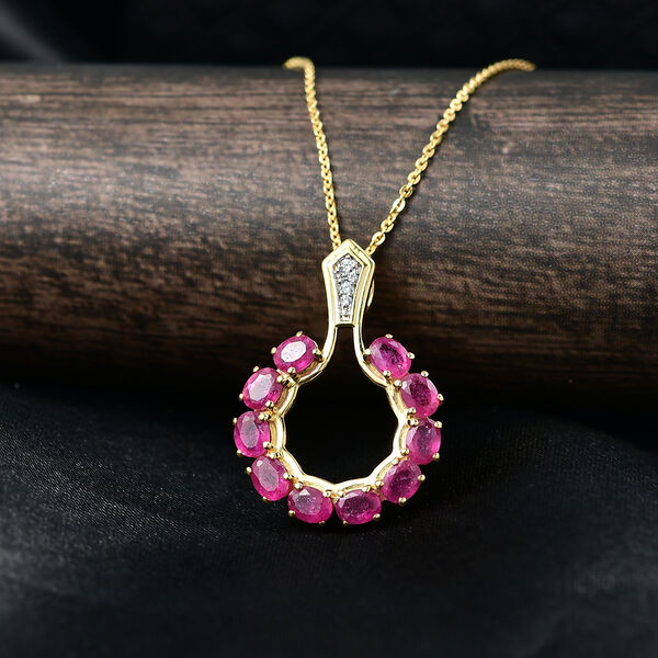 D'Joy afrikanischer Rubin und Zirkon Anh&auml;nger mit 50cm Kette - 2,70 ct. image number 2