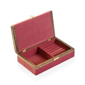 Handgefertigte Schmuckbox mit Schmetterling-Pr&auml;gung, oxidiertes Finish, 24,2x15x7 cm, Silber-rosa