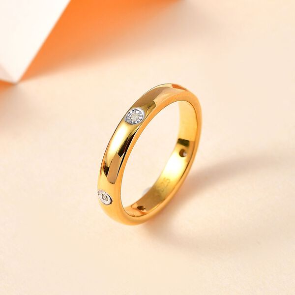 Diamant P Bandring, 925 Silber mit Gelbgold Vermeil image number 2