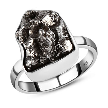 Handgearbeiteter Meteorit-Ring, 925 Silber  ca. 21,30 ct