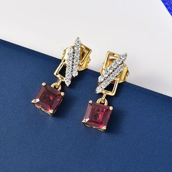 D'Joy AA Rhodolith Granat und Zirkon Ohrringe - 1,98 ct.