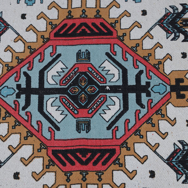 Handgewebter bedruckter L&auml;ufer aus 100 % Baumwolle, 180x120 cm, rot image number 5