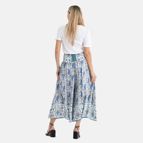Gesmokte Taillen-Culottes mit Paisleymuster, Einheitsgröße, Blau image number 1