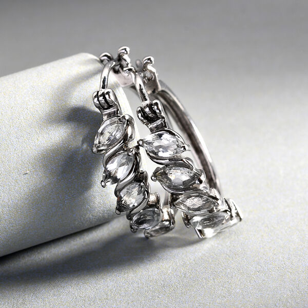 Wei&szlig;e Topas-Creolen, Edelstahl ca. 2,84 ct image number 2