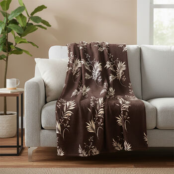 " Livmore  Printed flannel blanket 155 gms Size-150x220 cms Color-Coffee and White"