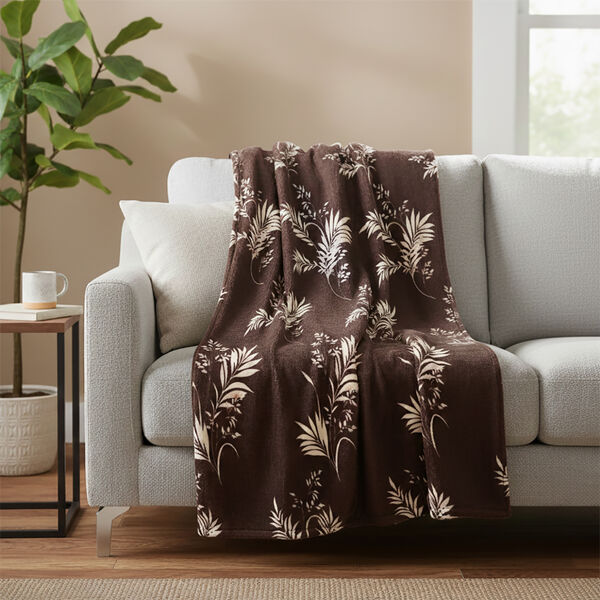 " Livmore  Printed flannel blanket 155 gms Size-150x220 cms Color-Coffee and White"
