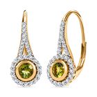 Natürliche AA Calabar-Turmalin, Weißer Zirkon Ohrringe, 925 Silber Gelbgold Vermeil ca. 1.11 ct