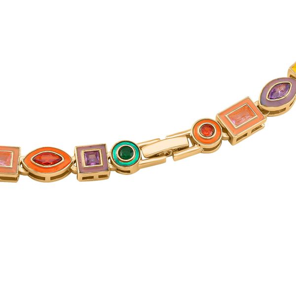 Mehrfarbiger Kristall Halskette ca. 50 cm Messing emailliert image number 3