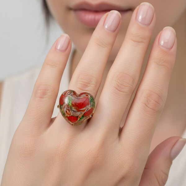 IL MURANO DI FRANCESCA - Millerose Herz Ring 925 Silber 750 Gelb Vergoldet (Gr&ouml;&szlig;e 21.00) image number 1