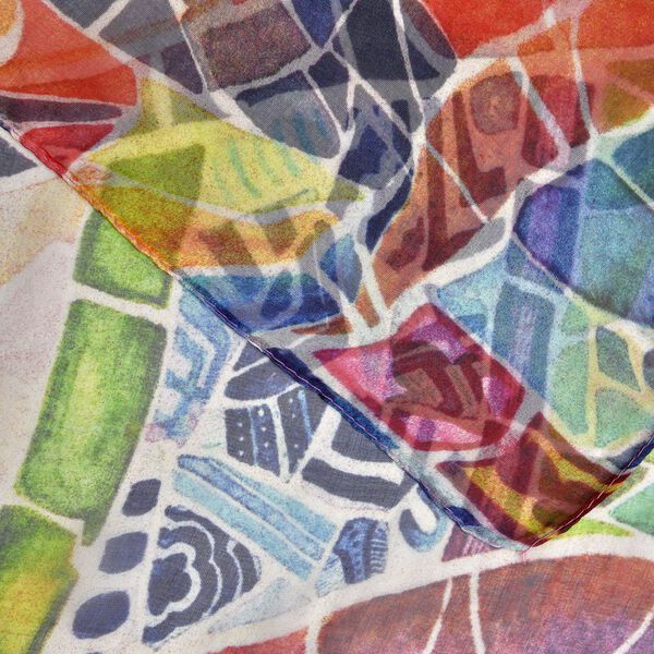 LA MAREY bedruckter Seidenschal, 180x110 cm, abstraktes Muster, Rot image number 3