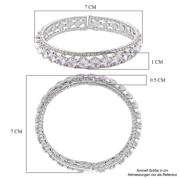 Wei&szlig;er Zirkonia Armreif, Flexibles (ca. 18-19 cm)  Nickelfreies Messing image number 5