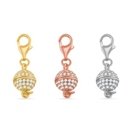 3er Set Wei&szlig;er Zirkonia Magnetschlie&szlig;e 925 Silber tri-farbig