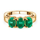 Smaragd-Triplett-Quarz Ring, 925 Silber vergoldet  ca. 3,25 ct image number 0