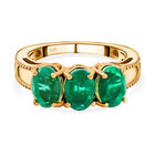 Smaragd-Triplett-Quarz Ring, 925 Silber vergoldet (Größe 21.00) ca. 3,25 ct