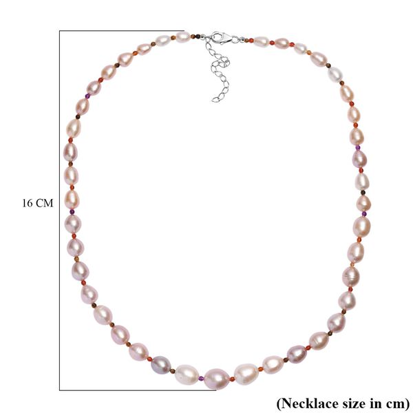 Mehrfarbige Süßwasserperle und Multi Edelstein 45cm Halskette image number 6