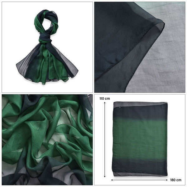 LA MAREY Ombre Chiffon Seiden Schal, Gr&uuml;n image number 5