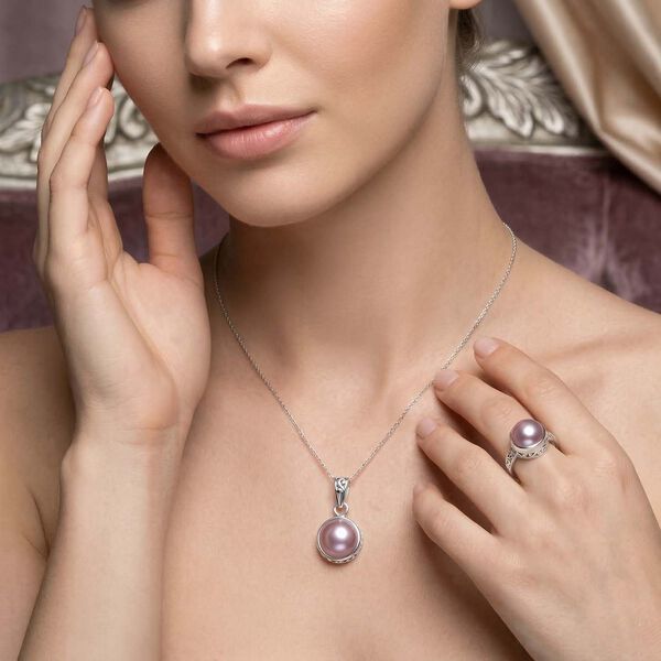 Royal Bali Kollektion- Rosa Mabe Perle Ring und Anh&auml;nger image number 2