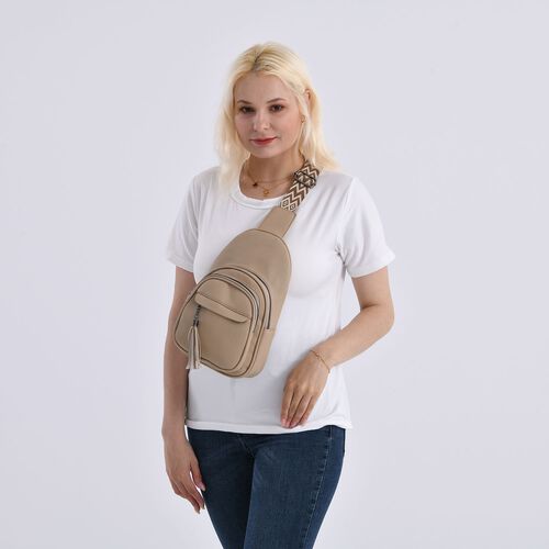 PU Brusttasche, 19x10x30cm, Beige image number 1