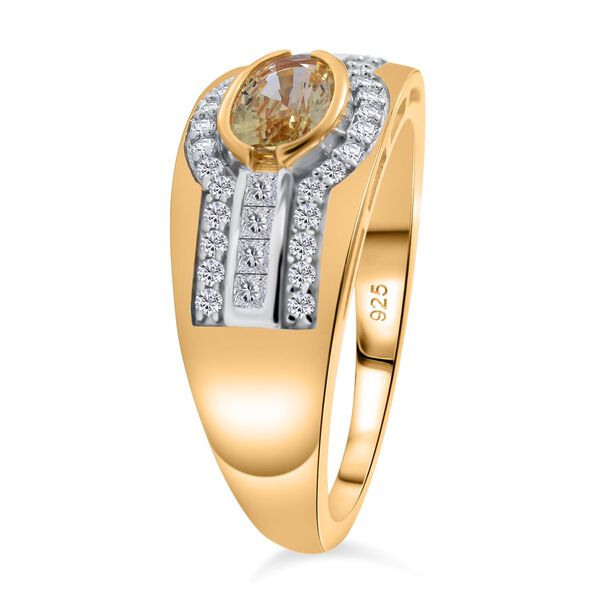 AAA Ceylon gelber Saphir und Moissanit-Ring - 1,40 ct. image number 2