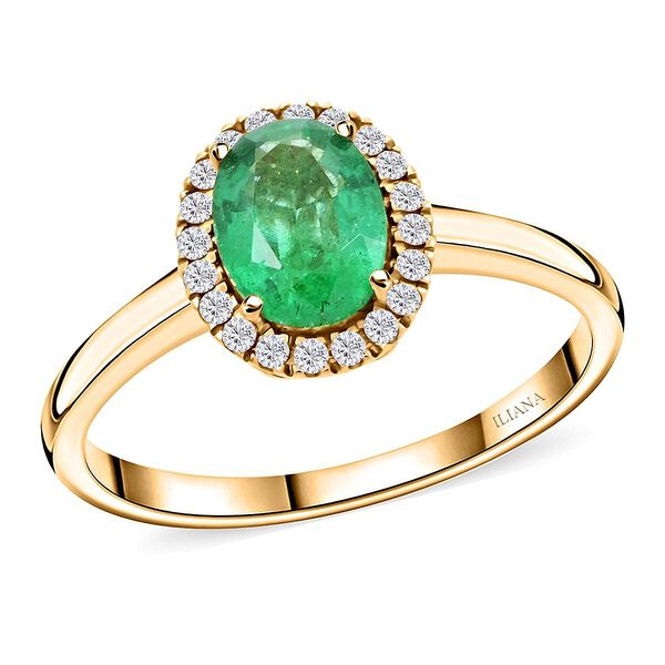 AAA Kagem Sambischer Smaragd, Weißer Diamant Ring 585 Gold (Größe 17.00) ca. 1,40 ct image number 0