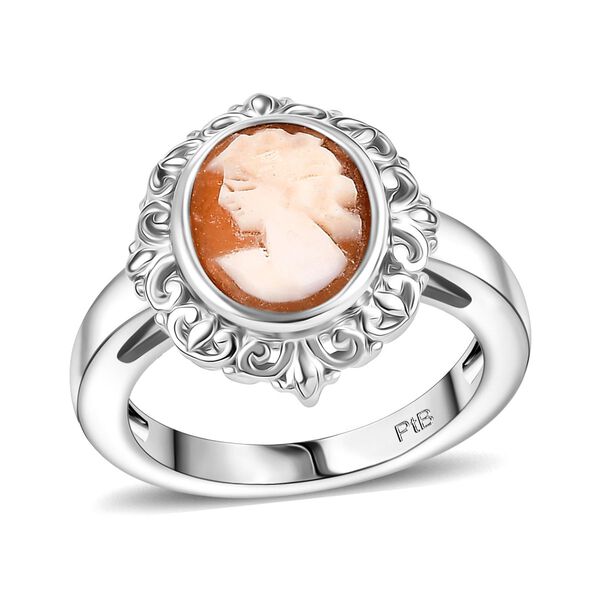 Italienischer Kamee Ring aus Conch-Muschel in Silberton image number 3