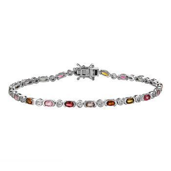 AA Mehrfach-Turmalin, Wei&szlig;er Zirkon Armband ca. 20 cm 925 Silber platiniert ca. 5.59 ct